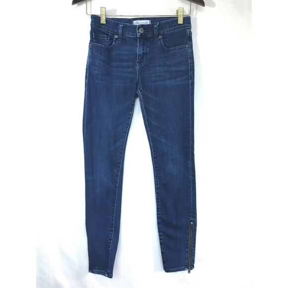 Madewell Skinny Jeans Dark Wash Zip Cuffs Size 25 - Picture 1 of 9